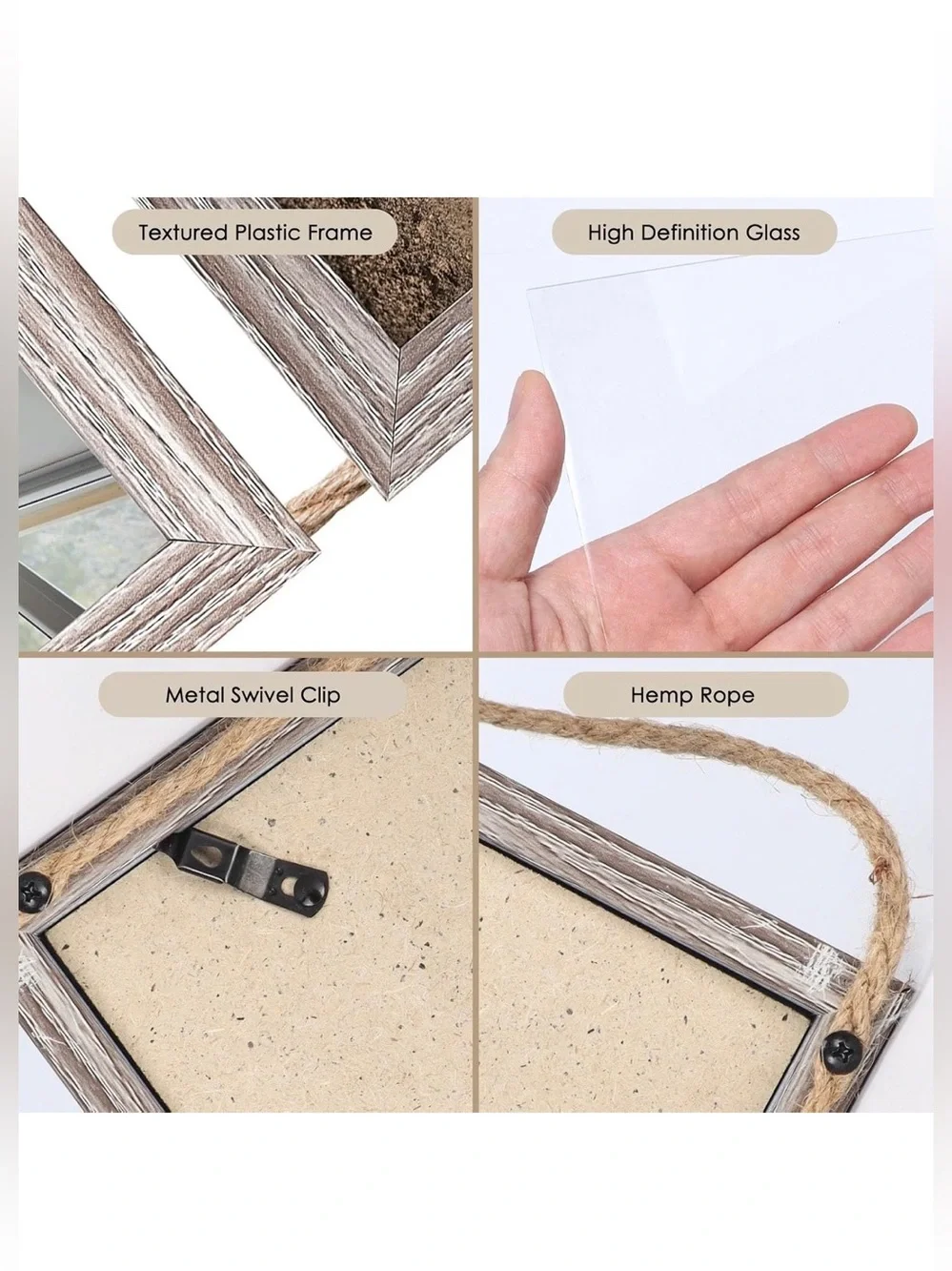 Set of 2 Rustic Hanging Picture Frames 4x6 White Distressed Wall Photo Frames
